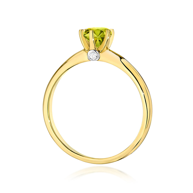 Inel Aur 9K cu Peridot 0.60 ct si Diamante Naturale 0.04 ct, imaginea 3 din 8