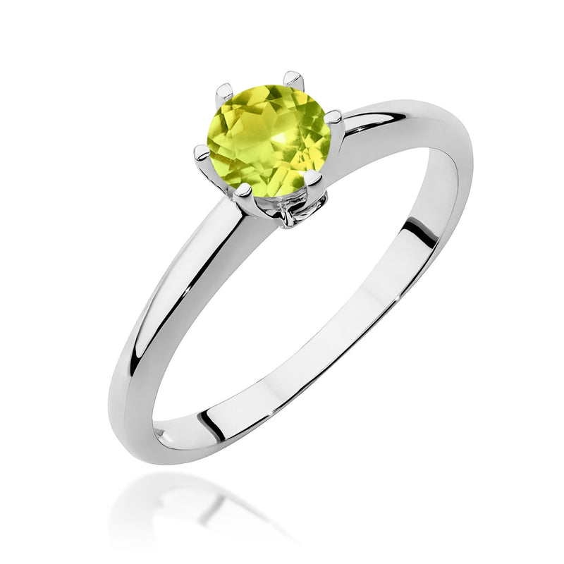 Inel Aur 9K cu Peridot 0.60 ct si Diamante Naturale 0.04 ct, imaginea 5 din 8