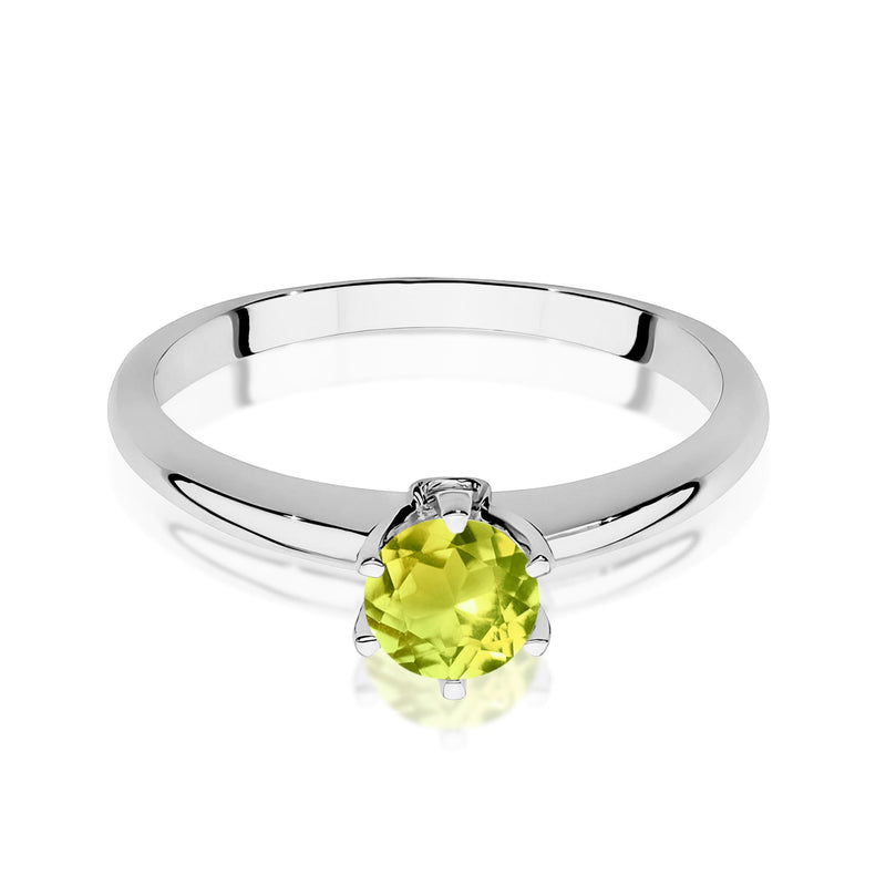 Inel Aur 9K cu Peridot 0.60 ct si Diamante Naturale 0.04 ct, imaginea 6 din 8