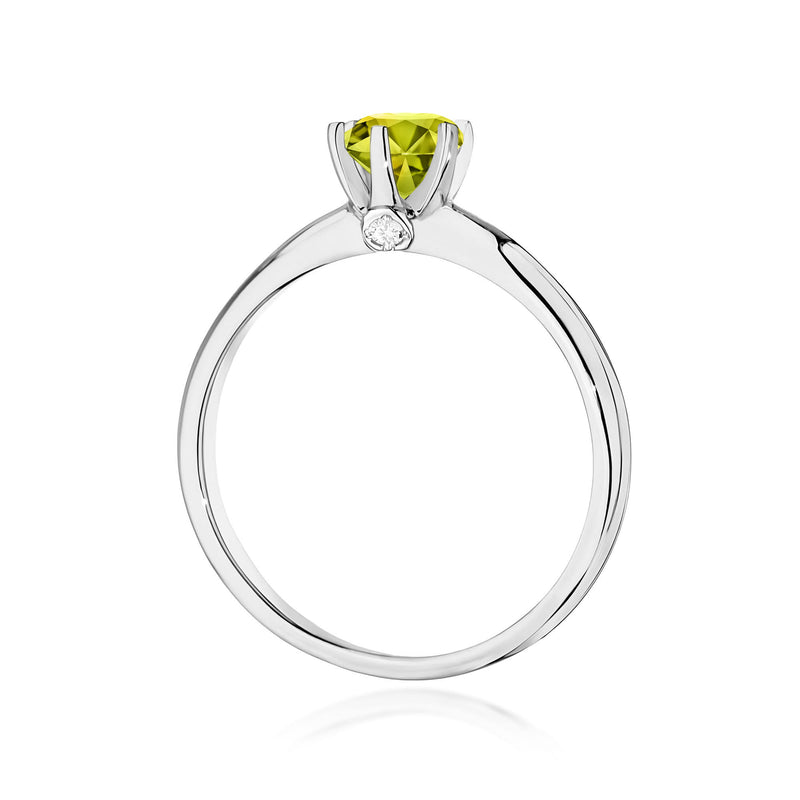 Inel Aur 9K cu Peridot 0.60 ct si Diamante Naturale 0.04 ct, imaginea 7 din 8