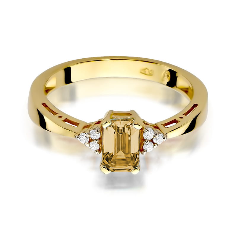Inel Aur 9K cu Citrin 0.60 ct si Diamante Naturale 0.03 ct, imaginea 2 din 8