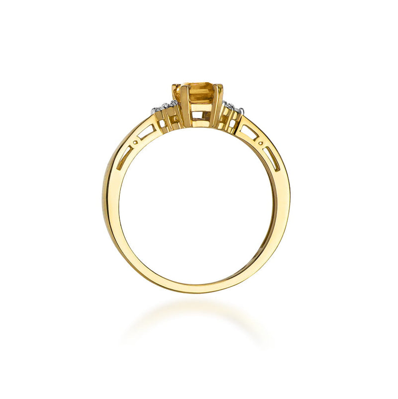 Inel Aur 9K cu Citrin 0.60 ct si Diamante Naturale 0.03 ct, imaginea 3 din 8