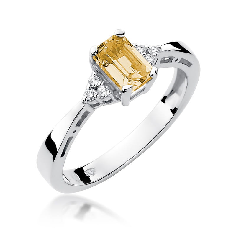 Inel Aur 9K cu Citrin 0.60 ct si Diamante Naturale 0.03 ct, imaginea 5 din 8