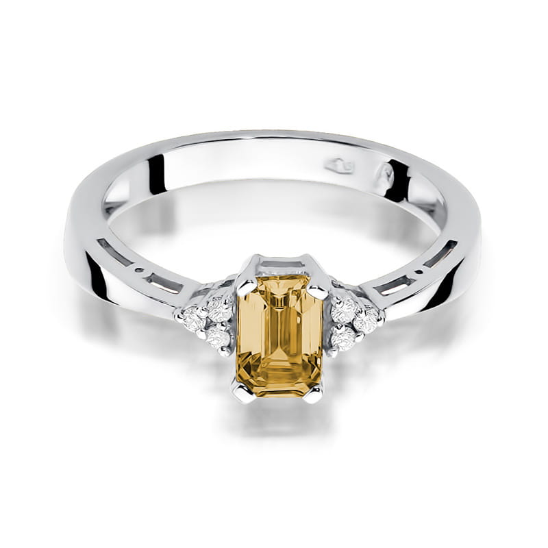 Inel Aur 9K cu Citrin 0.60 ct si Diamante Naturale 0.03 ct, imaginea 6 din 8