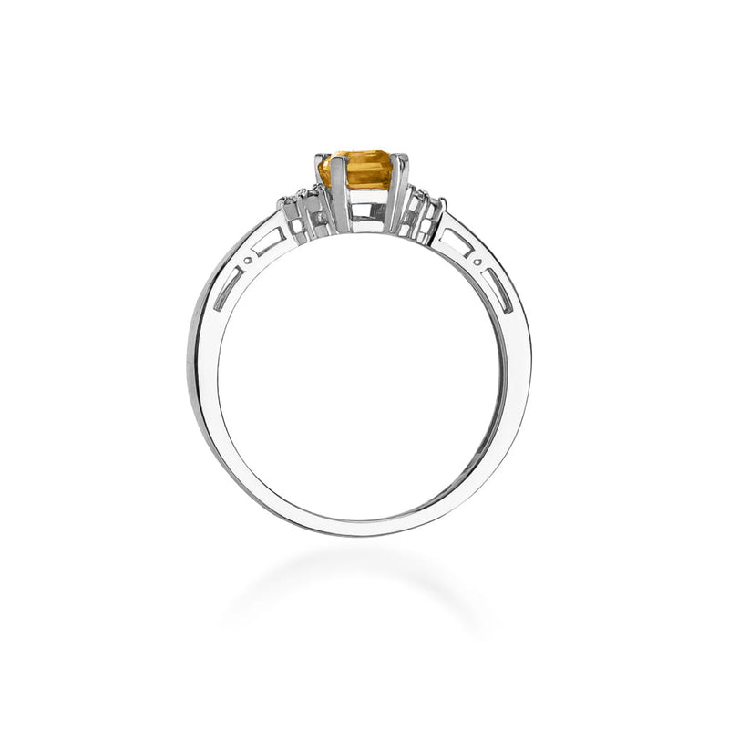Inel Aur 9K cu Citrin 0.60 ct si Diamante Naturale 0.03 ct, imaginea 7 din 8