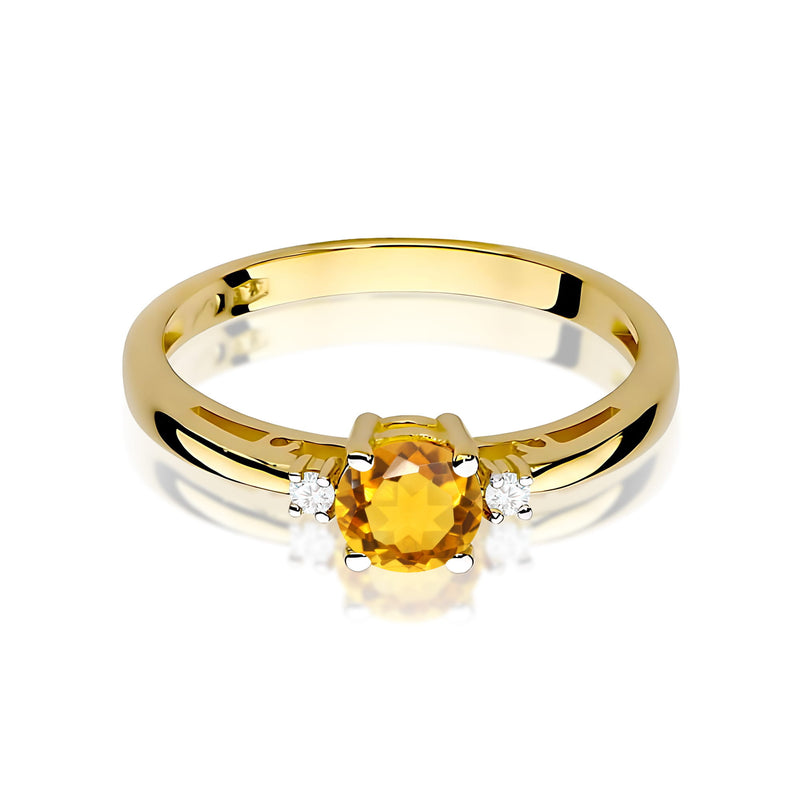 Inel Aur 9K cu Citrin 0.50 ct si Diamante Naturale 0.03 ct, imaginea 2 din 8