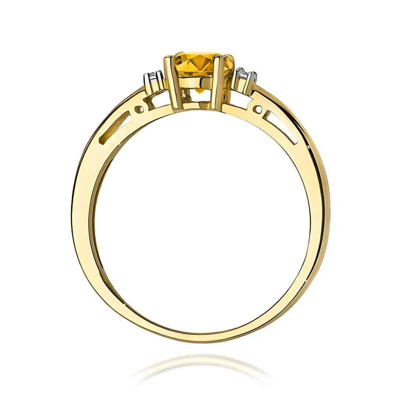 Inel Aur 9K cu Citrin 0.50 ct si Diamante Naturale 0.03 ct, imaginea 3 din 8