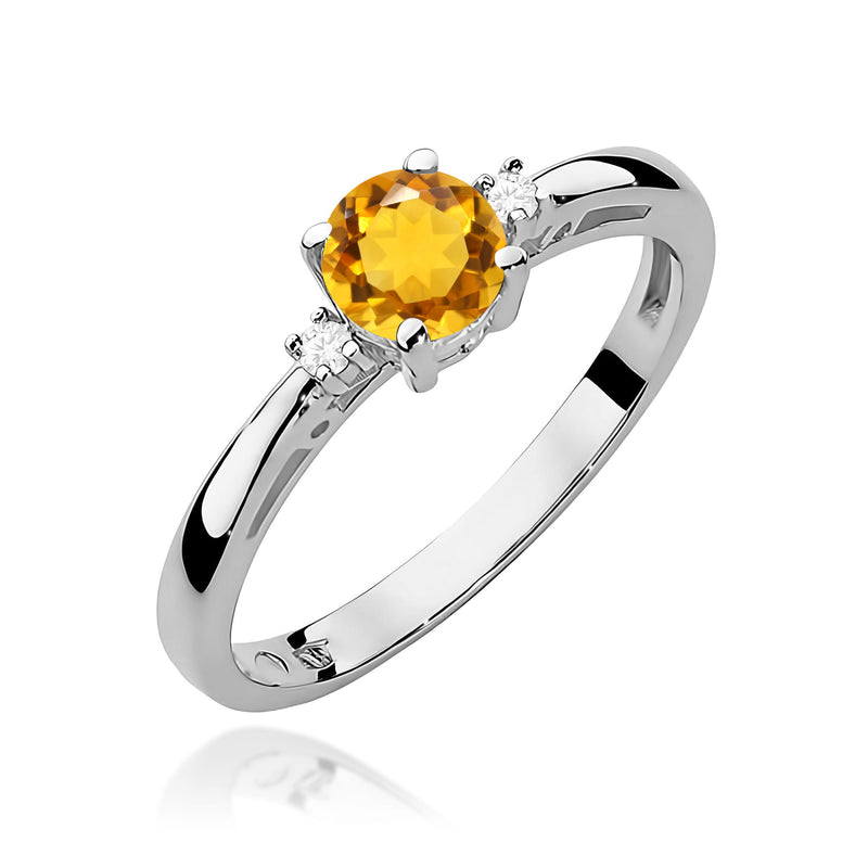 Inel Aur 9K cu Citrin 0.50 ct si Diamante Naturale 0.03 ct, imaginea 5 din 8