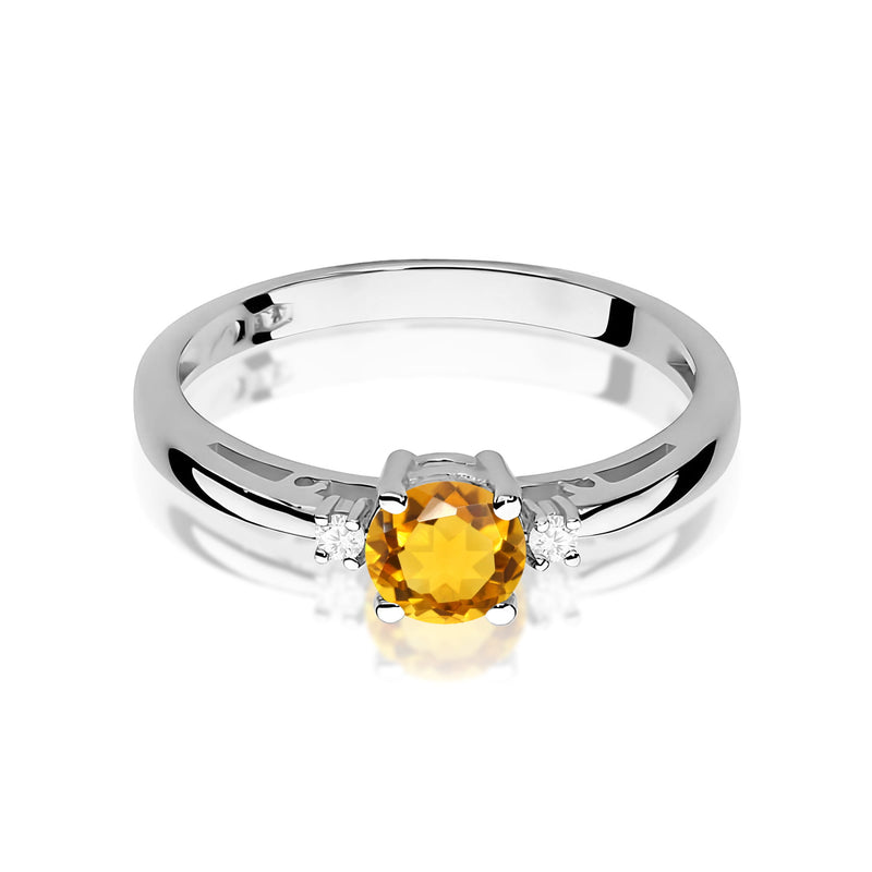 Inel Aur 9K cu Citrin 0.50 ct si Diamante Naturale 0.03 ct, imaginea 6 din 8