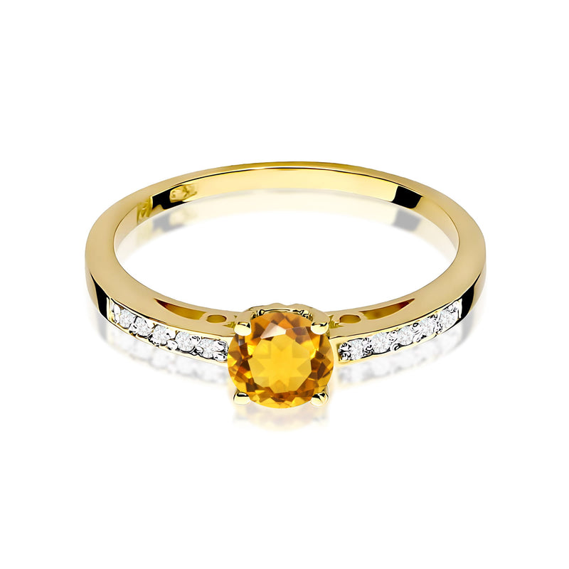 Inel Aur 9K cu Citrin 0.50 ct si Diamante Naturale 0.05 ct, imaginea 2 din 8
