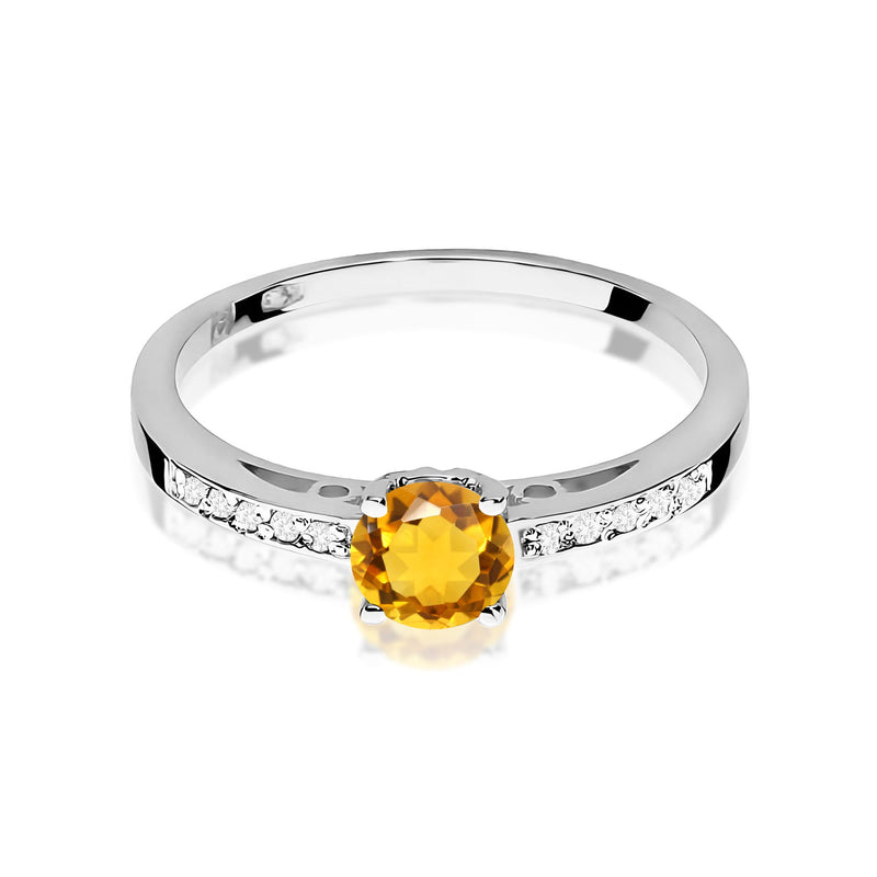 Inel Aur 9K cu Citrin 0.50 ct si Diamante Naturale 0.05 ct, imaginea 6 din 8
