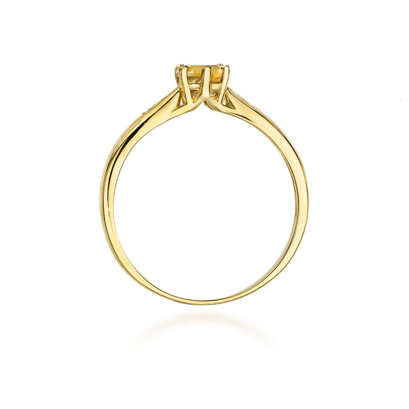 Inel Aur 9K cu Citrin 0.50 ct si Diamante Naturale 0.01 ct, imaginea 3 din 8