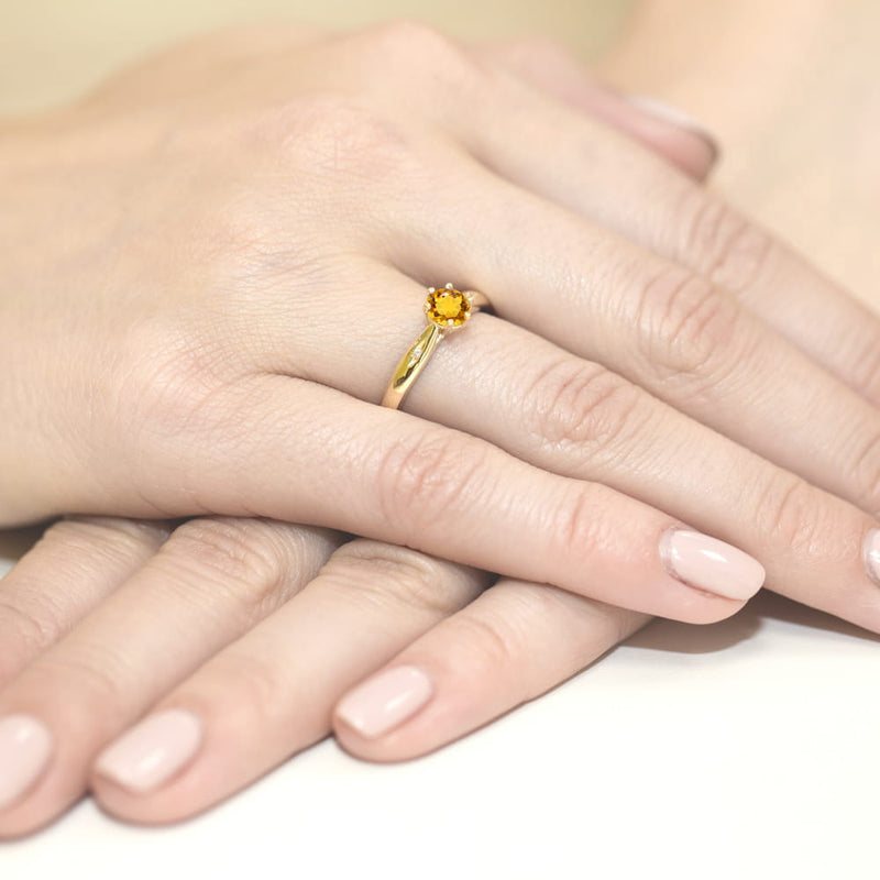 Inel Aur 9K cu Citrin 0.50 ct si Diamante Naturale 0.01 ct, imaginea 4 din 8