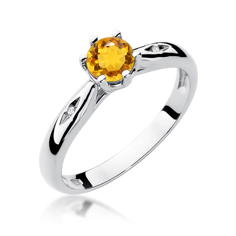 Inel Aur 9K cu Citrin 0.50 ct si Diamante Naturale 0.01 ct, imaginea 6 din 8