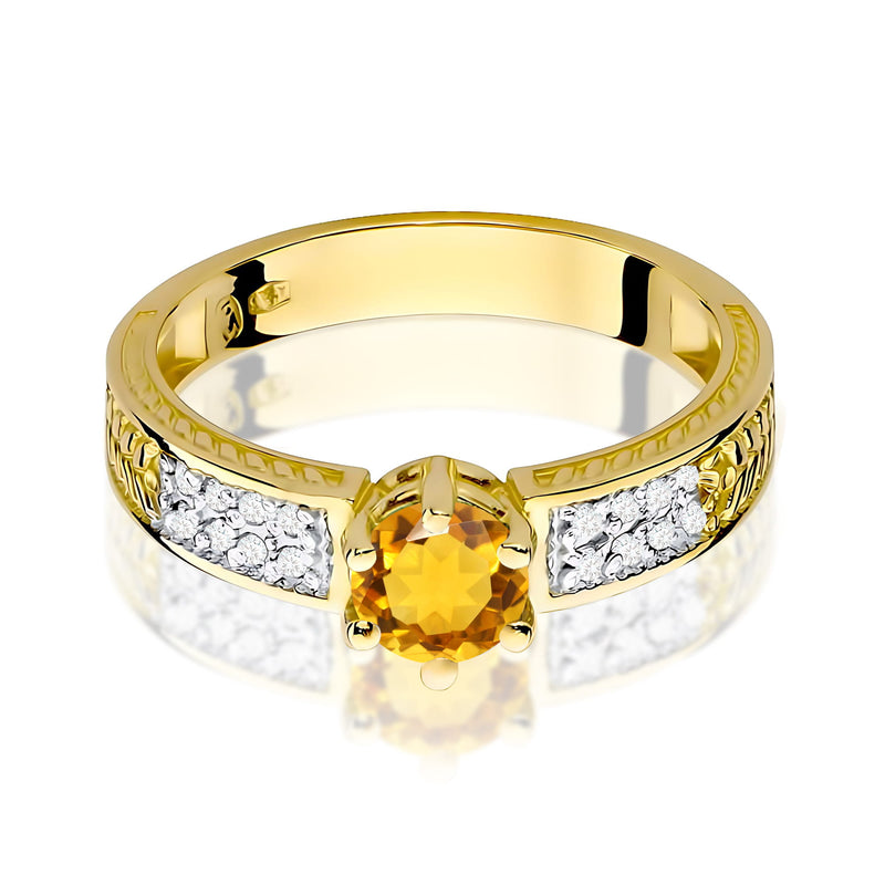 Inel Aur 9K cu Citrin 0.50 ct si Diamante Naturale 0.08 ct, imaginea 2 din 8