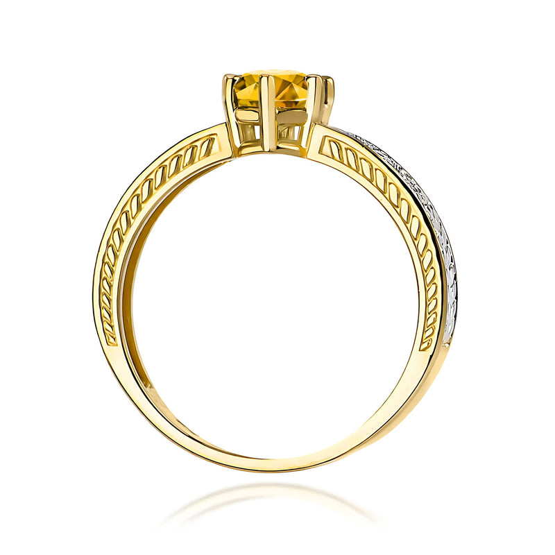 Inel Aur 9K cu Citrin 0.50 ct si Diamante Naturale 0.08 ct, imaginea 3 din 8