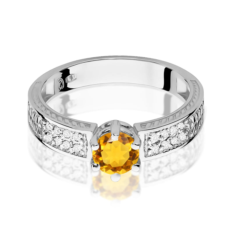 Inel Aur 9K cu Citrin 0.50 ct si Diamante Naturale 0.08 ct, imaginea 6 din 8