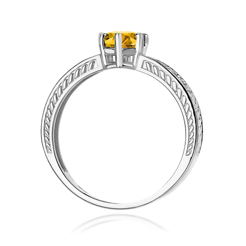 Inel Aur 9K cu Citrin 0.50 ct si Diamante Naturale 0.08 ct, imaginea 7 din 8
