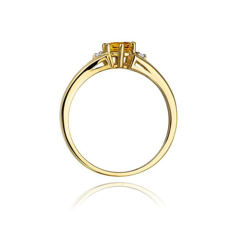 Inel Aur 9K cu Citrin 0.50 ct si Diamante Naturale 0.03 ct, imaginea 3 din 8