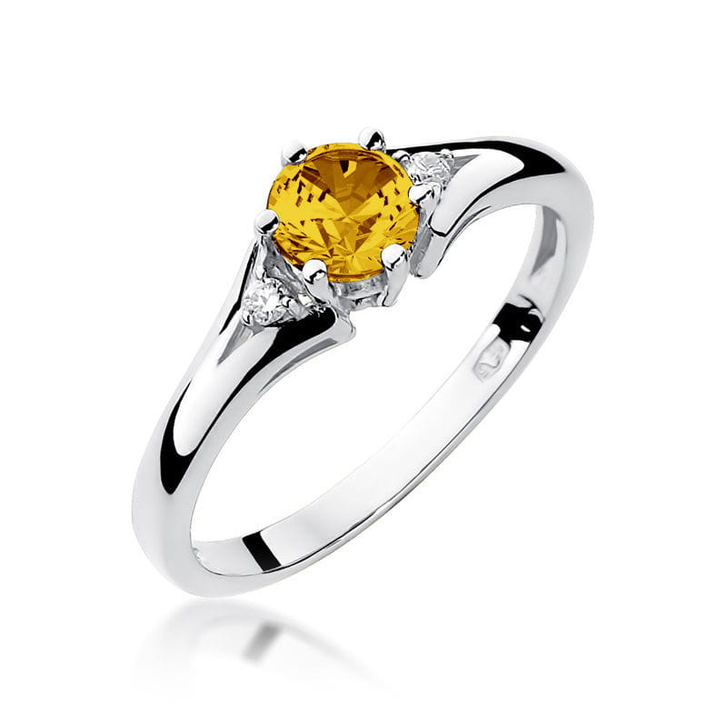 Inel Aur 9K cu Citrin 0.50 ct si Diamante Naturale 0.03 ct, imaginea 5 din 8