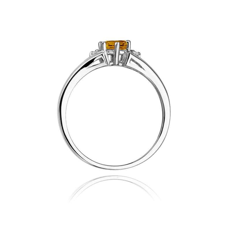 Inel Aur 9K cu Citrin 0.50 ct si Diamante Naturale 0.03 ct, imaginea 7 din 8