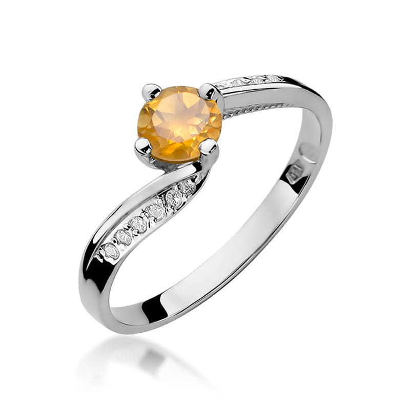 Inel Aur 9K cu Citrin 0.50 ct si Diamante Naturale 0.05 ct, imaginea 5 din 8