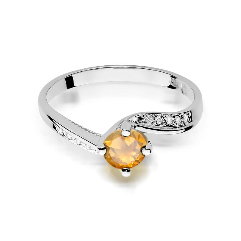 Inel Aur 9K cu Citrin 0.50 ct si Diamante Naturale 0.05 ct, imaginea 6 din 8