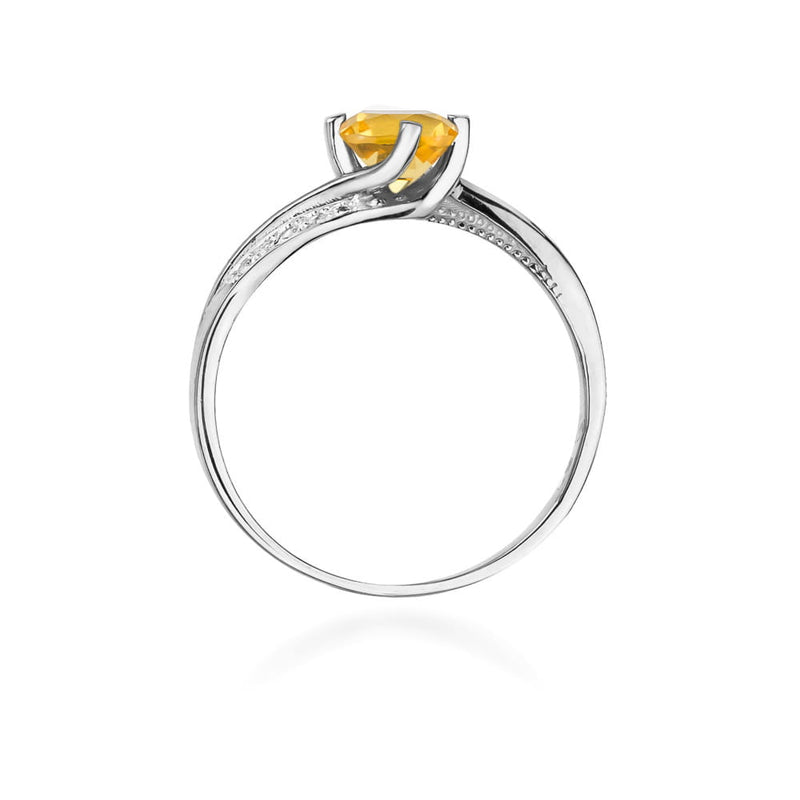 Inel Aur 9K cu Citrin 0.50 ct si Diamante Naturale 0.05 ct, imaginea 7 din 8