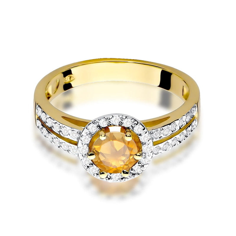 Inel Aur 9K cu Citrin 0.50 ct si Diamante Naturale 0.20 ct, imaginea 2 din 8