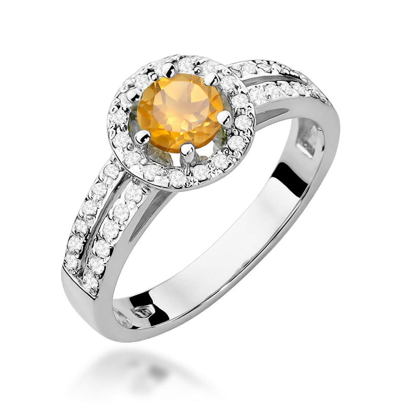 Inel Aur 9K cu Citrin 0.50 ct si Diamante Naturale 0.20 ct, imaginea 5 din 8