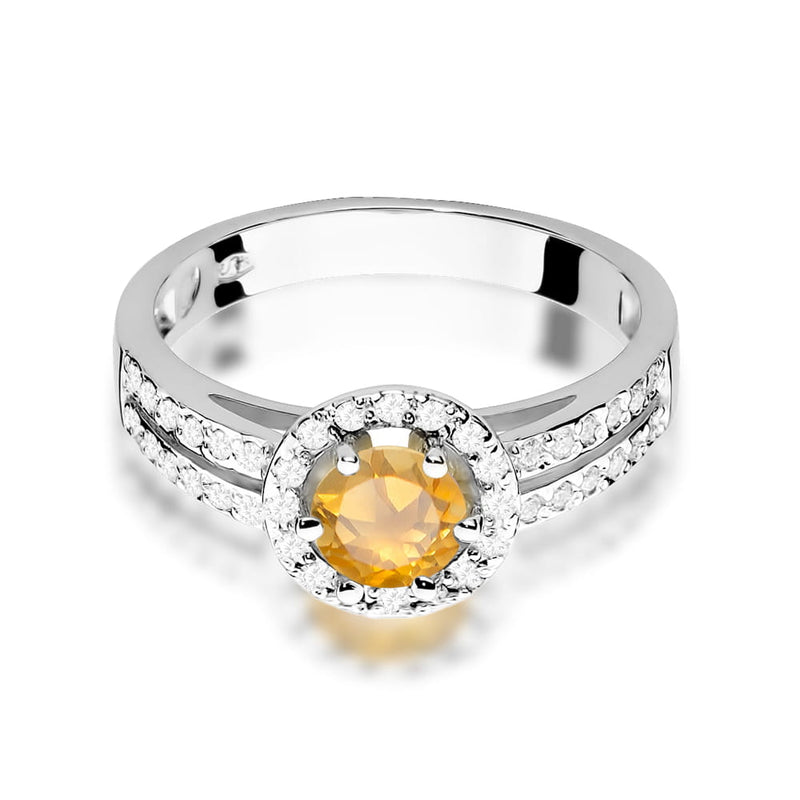 Inel Aur 9K cu Citrin 0.50 ct si Diamante Naturale 0.20 ct, imaginea 6 din 8