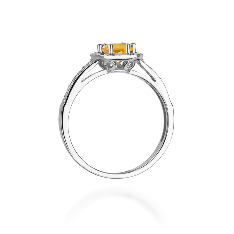 Inel Aur 9K cu Citrin 0.50 ct si Diamante Naturale 0.20 ct, imaginea 7 din 8
