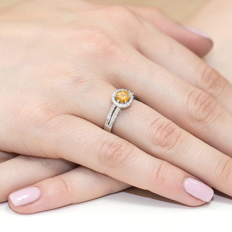 Inel Aur 9K cu Citrin 0.50 ct si Diamante Naturale 0.20 ct, imaginea 8 din 8