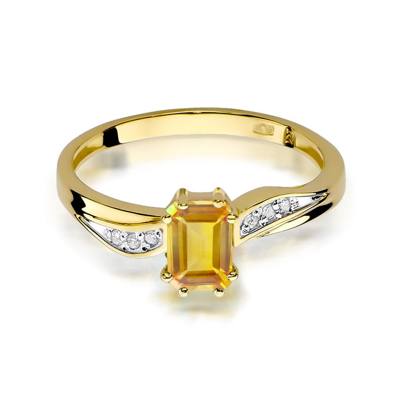 Inel Aur 9K cu Citrin 0.60 ct si Diamante Naturale 0.03 ct, imaginea 2 din 8