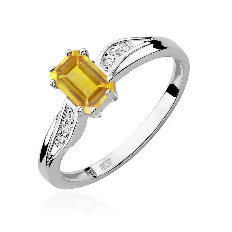 Inel Aur 9K cu Citrin 0.60 ct si Diamante Naturale 0.03 ct, imaginea 5 din 8