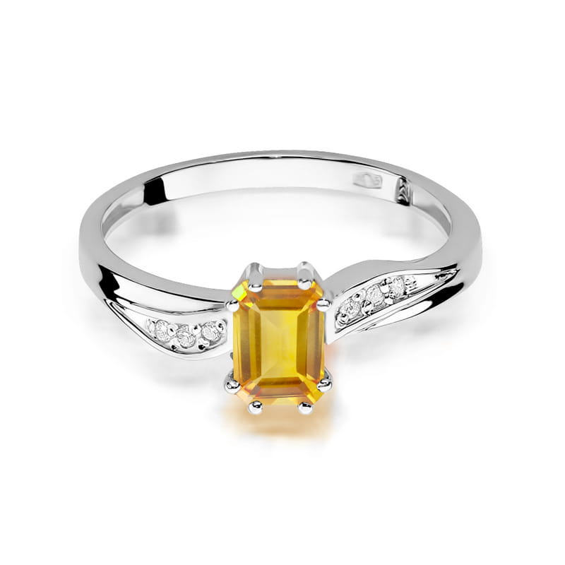 Inel Aur 9K cu Citrin 0.60 ct si Diamante Naturale 0.03 ct, imaginea 6 din 8