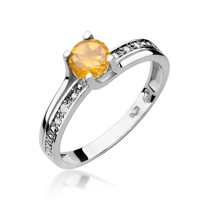 Inel Aur 9K cu Citrin 0.50 ct si Diamante Naturale 0.03 ct, imaginea 5 din 8