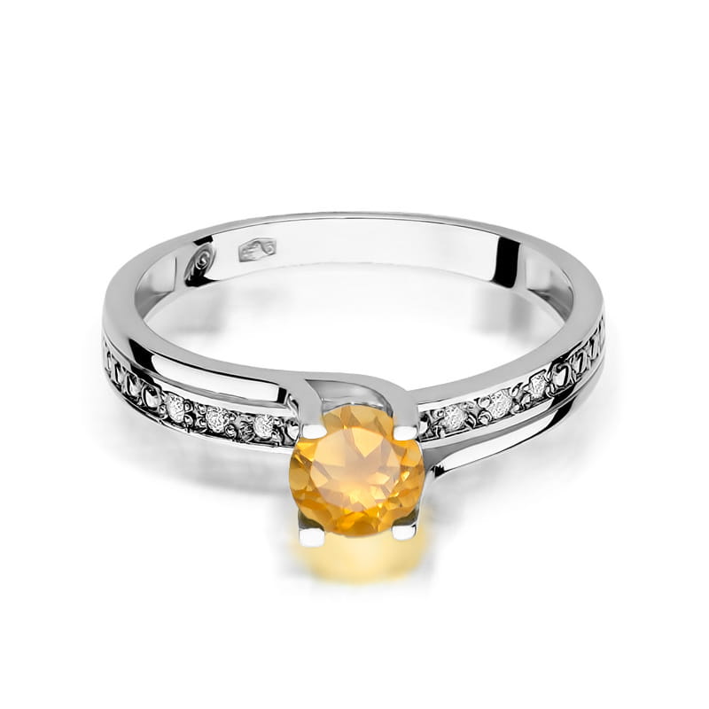 Inel Aur 9K cu Citrin 0.50 ct si Diamante Naturale 0.03 ct, imaginea 6 din 8