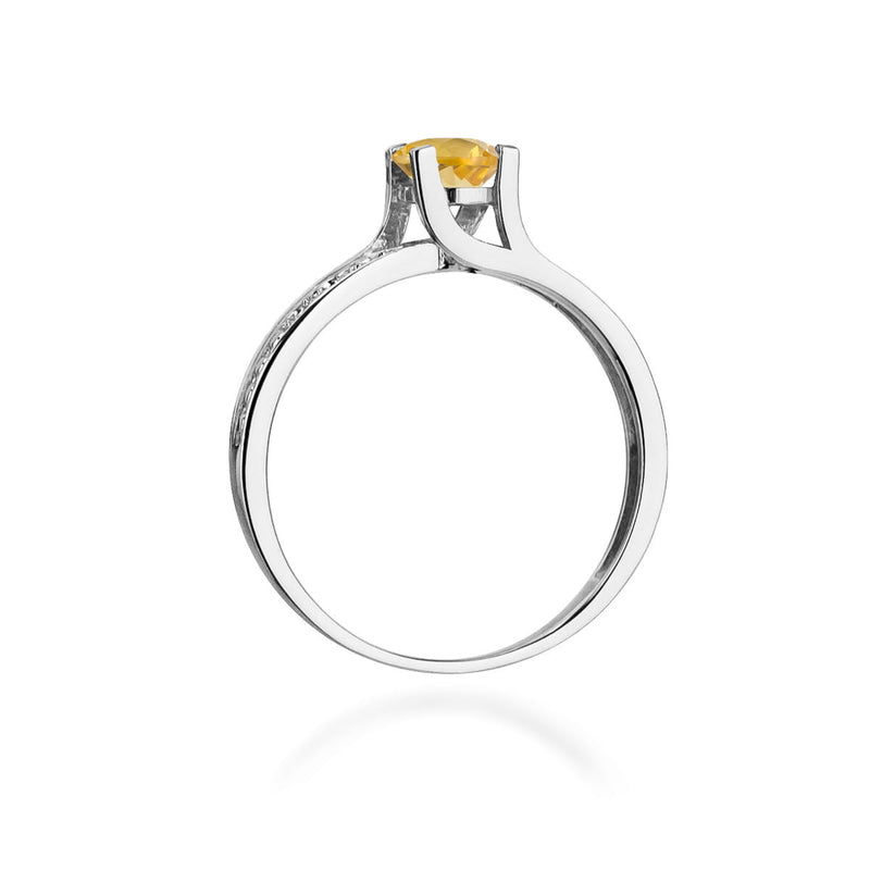 Inel Aur 9K cu Citrin 0.50 ct si Diamante Naturale 0.03 ct, imaginea 7 din 8