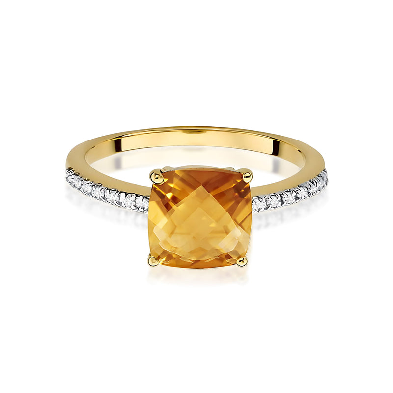 Inel Aur 9K cu Citrin 2.00 ct si Diamante Naturale 0.07 ct, imaginea 2 din 8