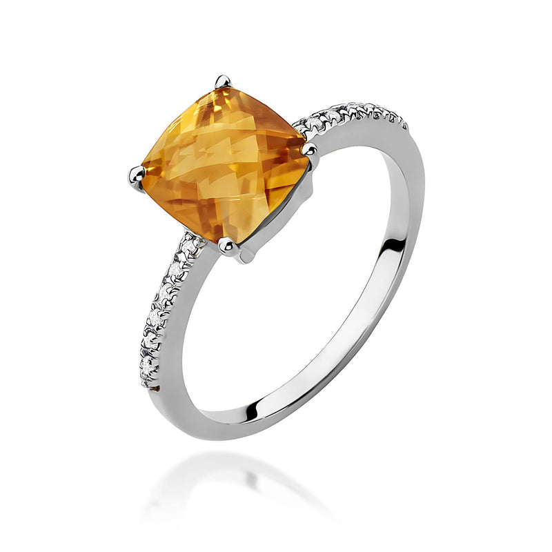 Inel Aur 9K cu Citrin 2.00 ct si Diamante Naturale 0.07 ct, imaginea 5 din 8