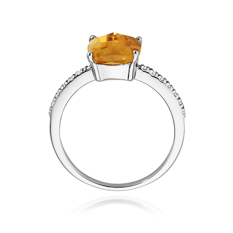 Inel Aur 9K cu Citrin 2.00 ct si Diamante Naturale 0.07 ct, imaginea 6 din 8