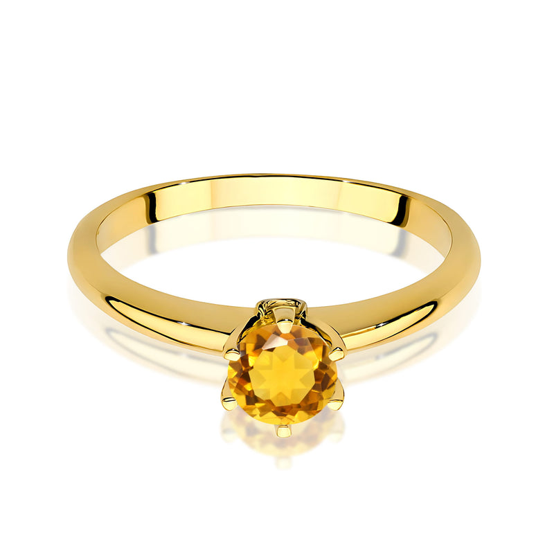 Inel Aur 9K cu Citrin 0.50 ct si Diamante Naturale 0.04 ct, imaginea 2 din 8