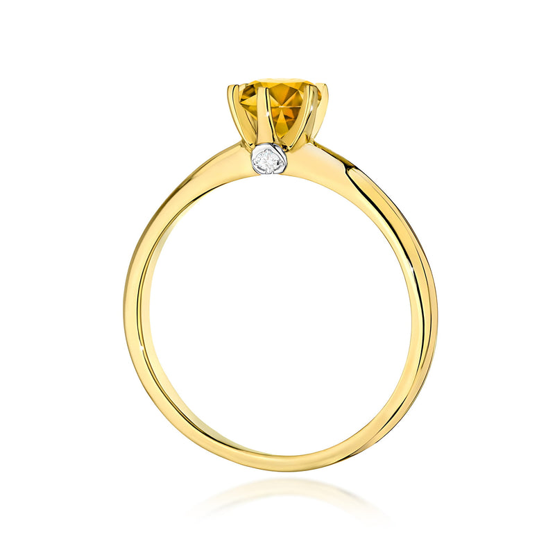 Inel Aur 9K cu Citrin 0.50 ct si Diamante Naturale 0.04 ct, imaginea 3 din 8