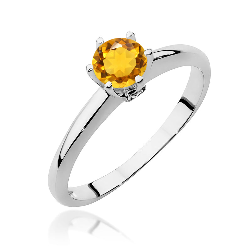 Inel Aur 9K cu Citrin 0.50 ct si Diamante Naturale 0.04 ct, imaginea 5 din 8