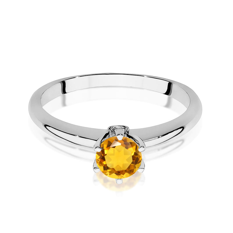 Inel Aur 9K cu Citrin 0.50 ct si Diamante Naturale 0.04 ct, imaginea 6 din 8