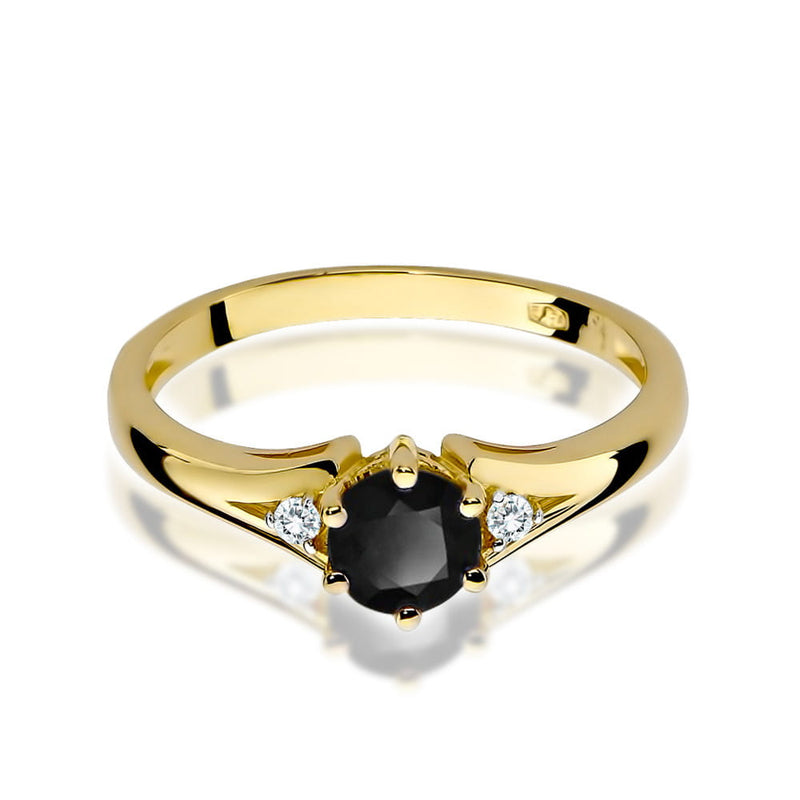 Inel Aur 9K cu Diamante Naturale Albe si Negre 0.53 ct, imaginea 2 din 8