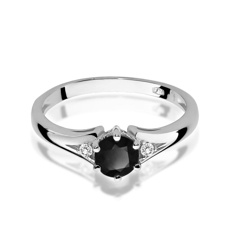 Inel Aur 9K cu Diamante Naturale Albe si Negre 0.53 ct, imaginea 6 din 8