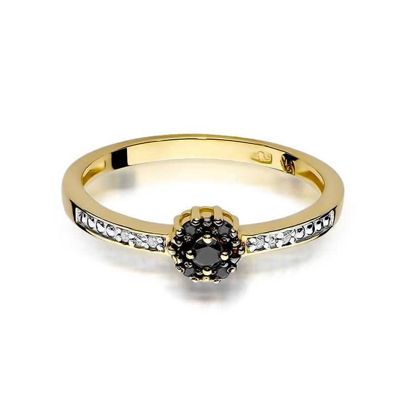 Inel Aur 9K cu Diamante Naturale Albe si Negre 0.09 ct, imaginea 2 din 8