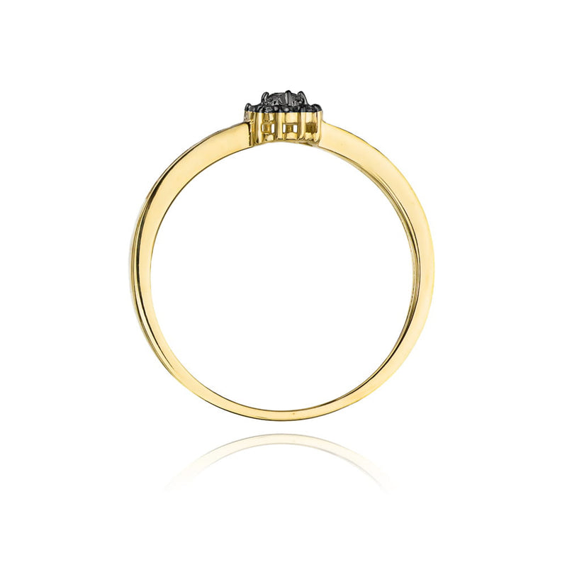 Inel Aur 9K cu Diamante Naturale Albe si Negre 0.09 ct, imaginea 3 din 8